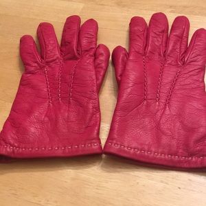Red leather/cashmere gloves Coach